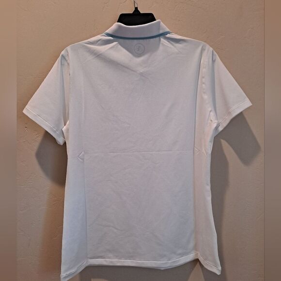 ADDISON BAY Women’s Courtside Polo Shirt in Various Sizes in Vintage White/Blue - Picture 3 of 4